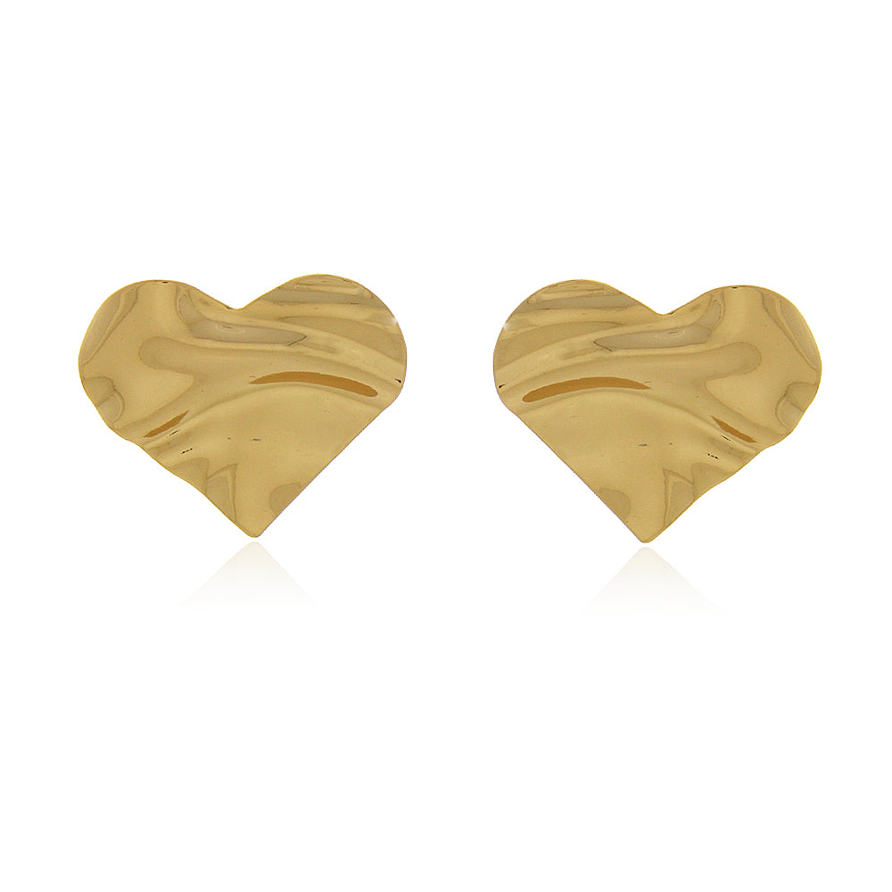 Brinco Vitral banhado a ouro e diamante com design martelado