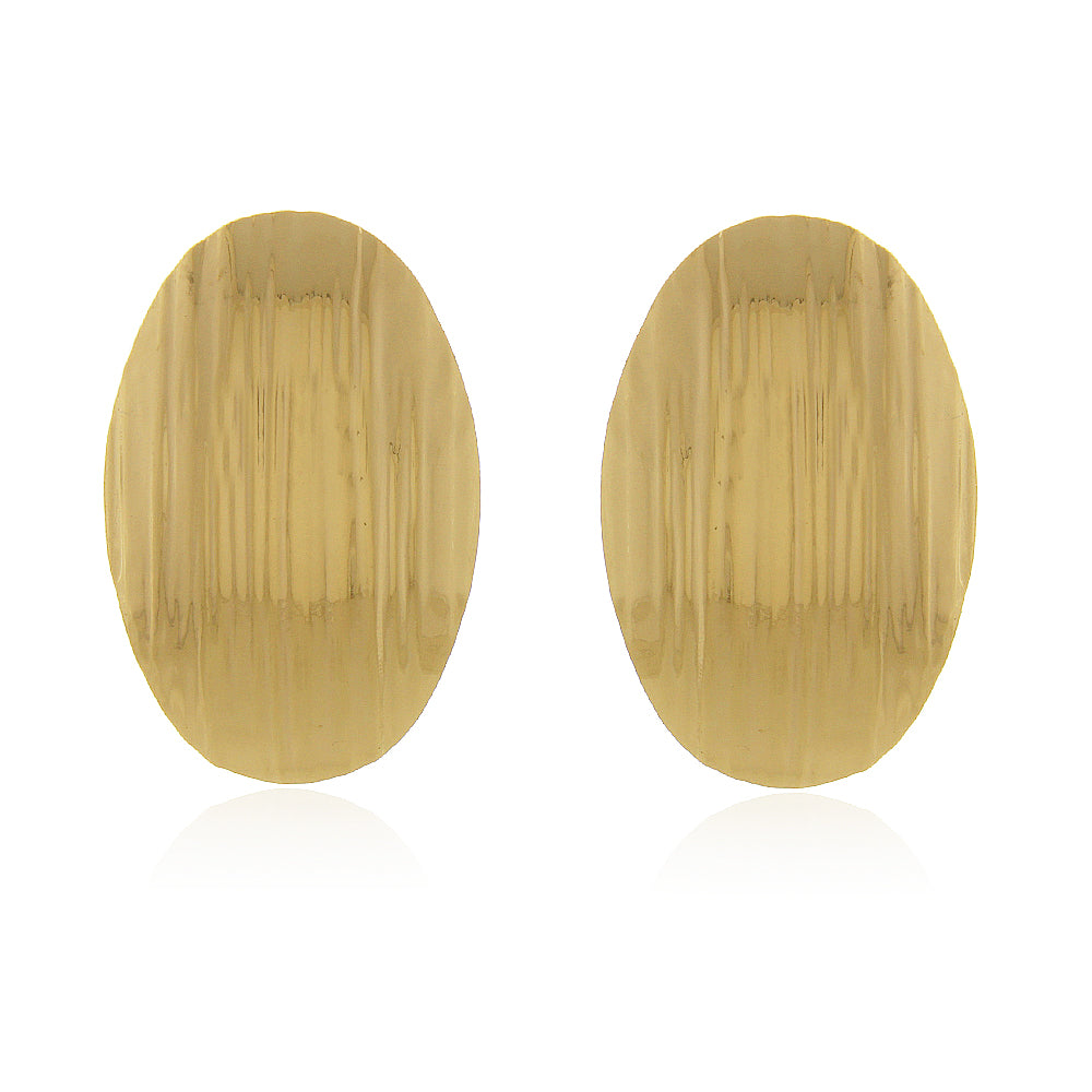 Brinco Oval Texturizado Órbita com design texturizado banhado a ouro da coleção Aura Alvorecer