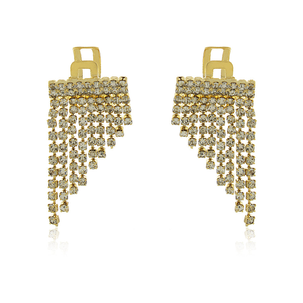 Brinco Fake Strass Luzar com design moderno e cristais da coleção Aura Alvorecer
