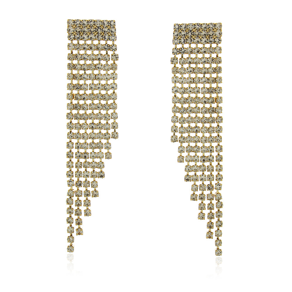 Brinco Strass Reluzir banhado a ouro com cristais brilhantes da coleção Aura Alvorecer