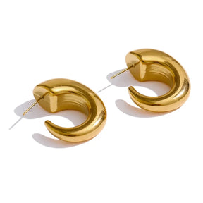 Brinco Luna Banhado em Ouro 18K - AuraMirage®