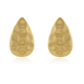 Brinco Serena banhado a ouro e diamante com design martelado