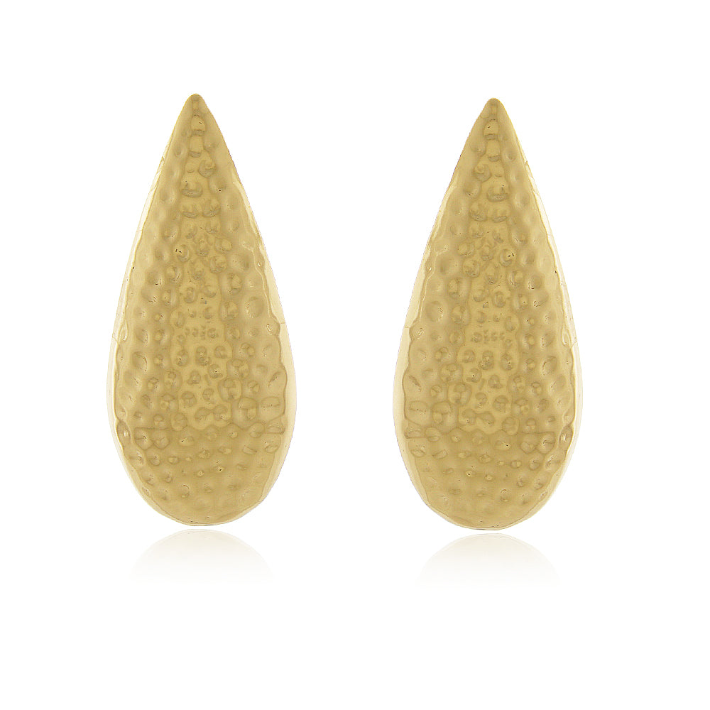 Brinco Orvalho banhado a ouro e diamante com design martelado