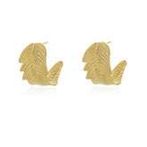 Brinco Argola Folhagem com design de folhagem banhado a ouro da coleção Aura Alvorecer