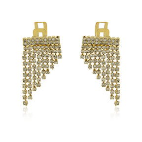 Brinco Fake Strass Luzar com design moderno e cristais da coleção Aura Alvorecer